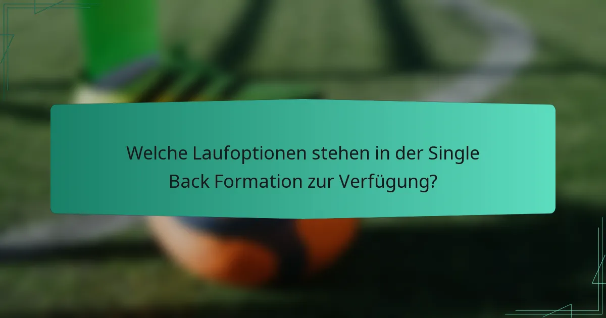 Welche Laufoptionen stehen in der Single Back Formation zur Verfügung?
